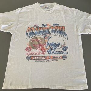White Orange Bowl Graphic Tee by Hanes